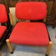 PAIR OF VINTAGE DESIGN ARMCHAIRS FROM THE 80S IN RED AND LIGHT BROS FABRIC