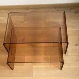 2 altuglas smoked nesting coffee table, 1970s