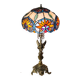 bronze lamp angel 1970 pull switch 63x30 stained glass shade