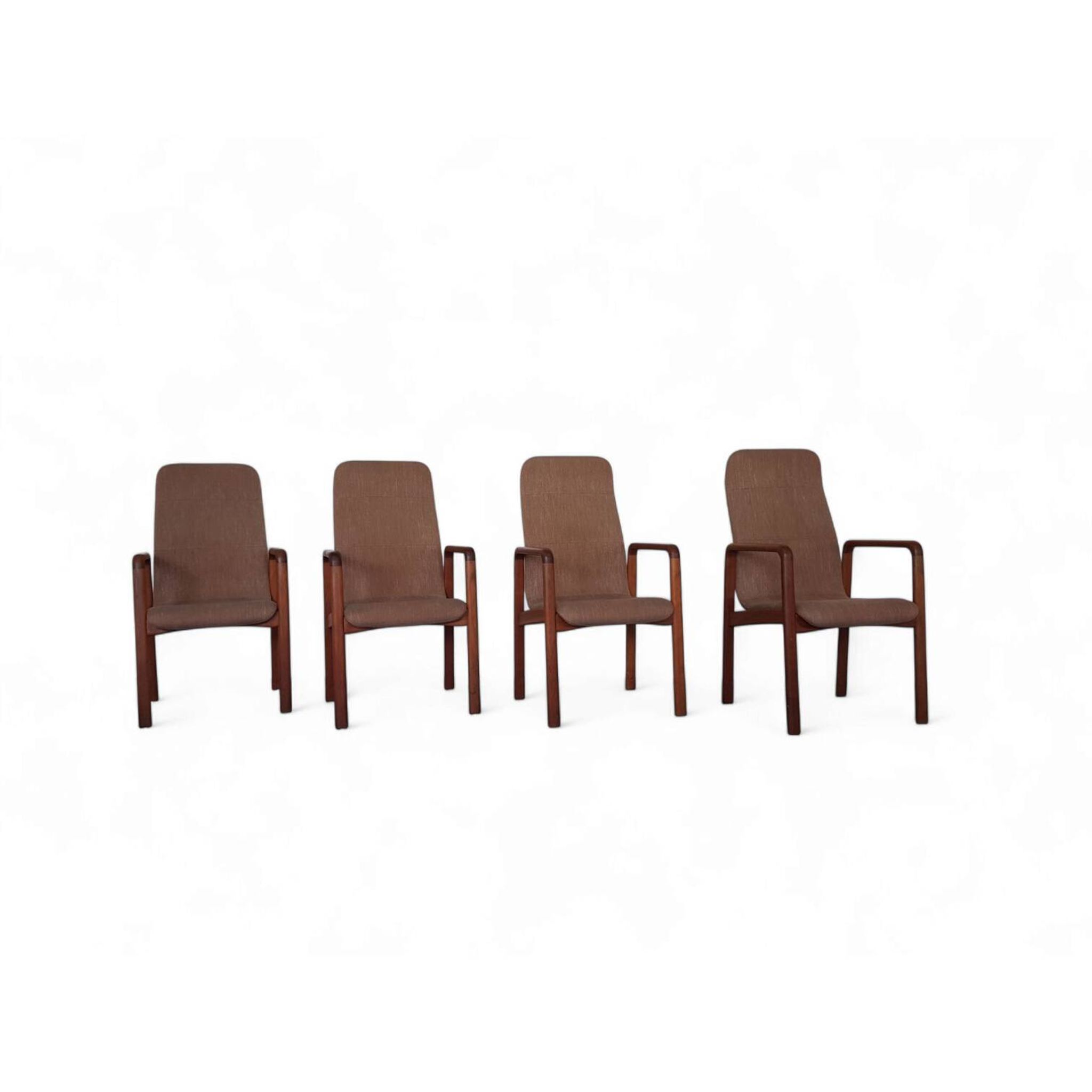 4 x Teak & Fabric Dining Chairs " STUKBAER " from Dyrlund Danmark 1960s