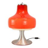 Vintage table lamp, glass shade with aluminium base, 70s
