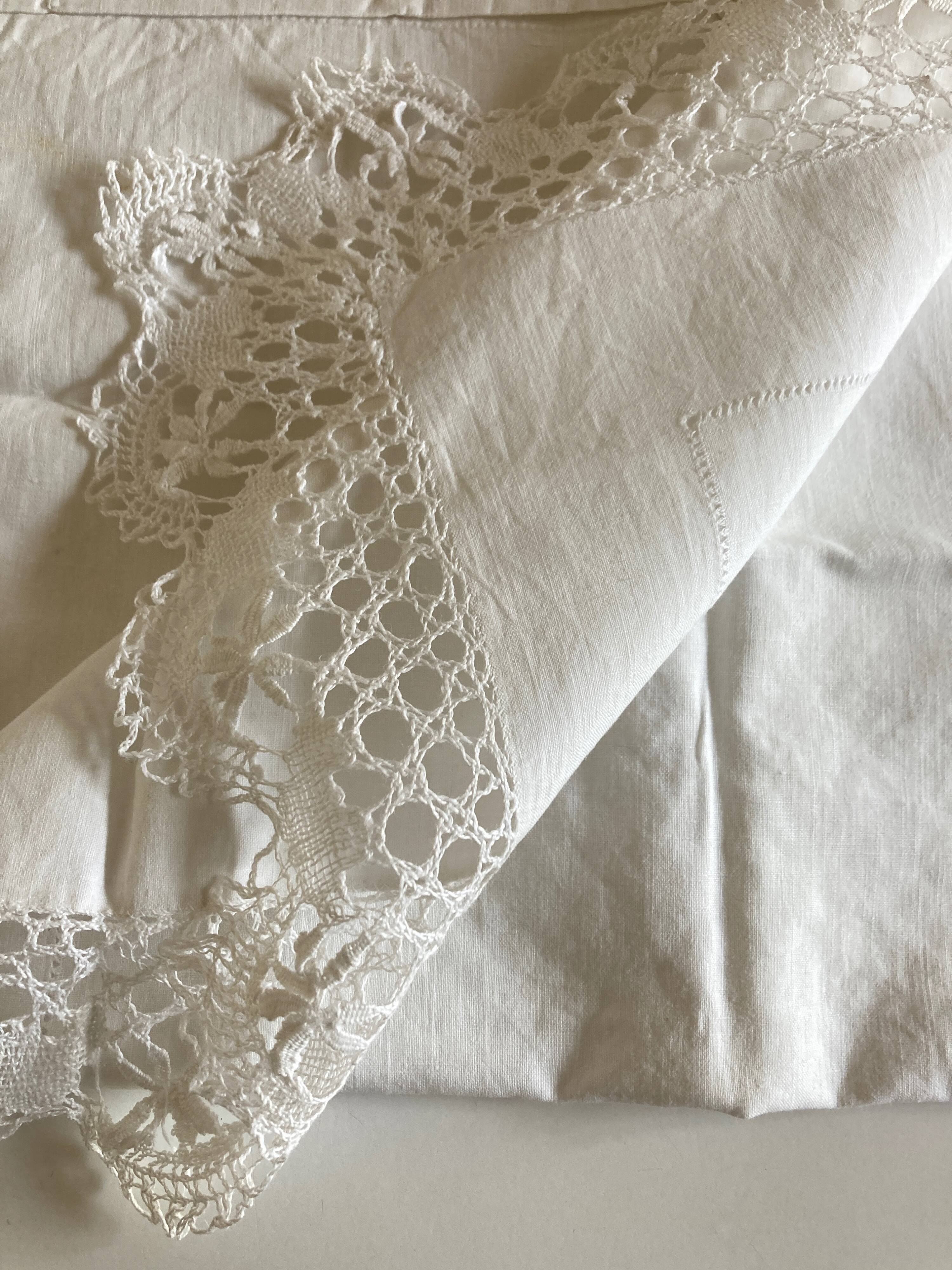 Pair of embroidered 19th linen linen pillowcases