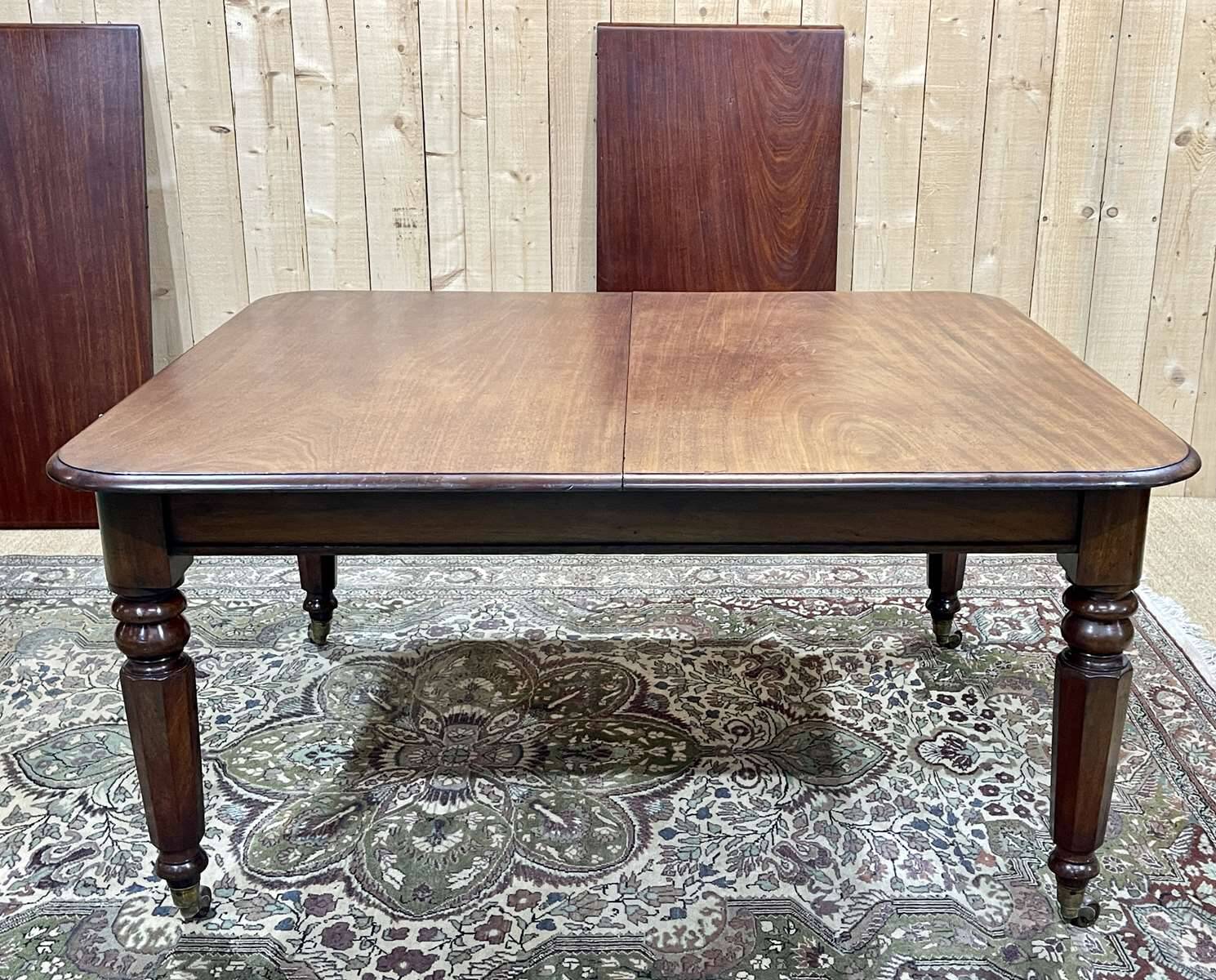 Victorian mahogany table with 2 extensions - 19th century work - Crank system