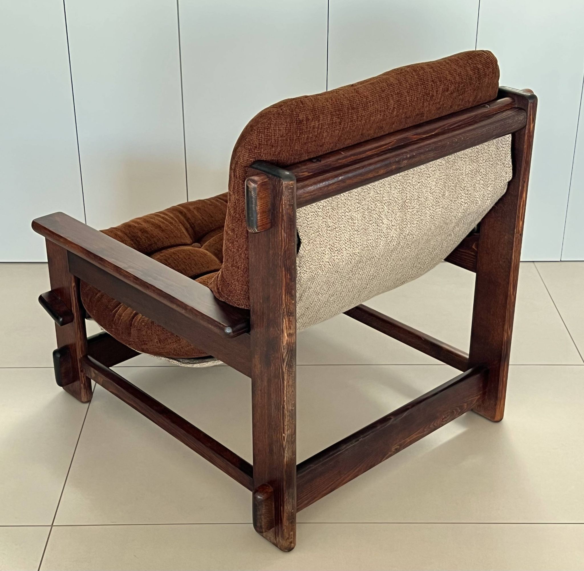 Scandinavian oak armchair and ottoman, 1960s