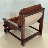 Scandinavian oak armchair and ottoman, 1960s
