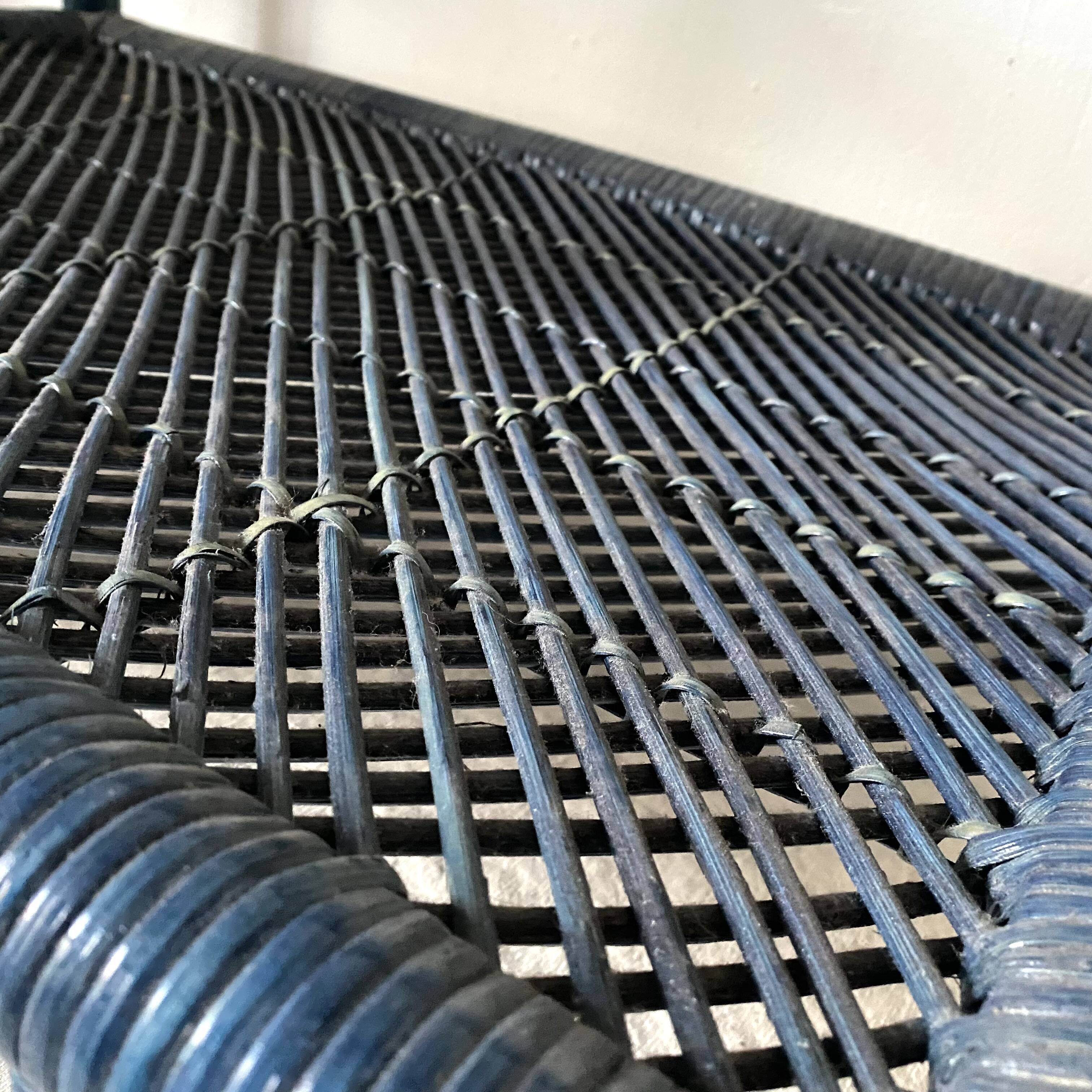 Vintage rattan and glass coffee table