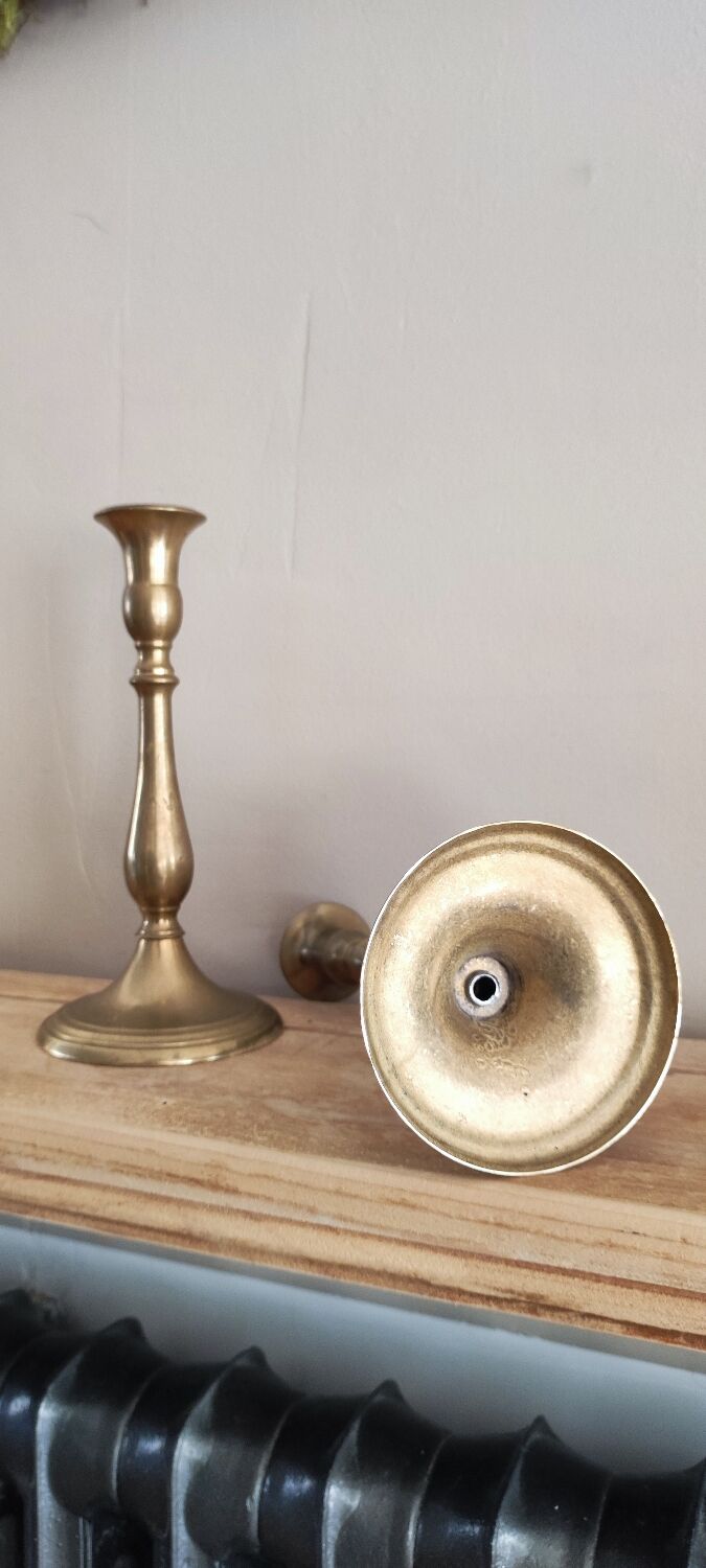 Pair of bronze candle holders