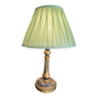 Lampe en bois polychrome et doré 1920