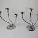Paire de bougeoirs art déco en inox 3 flammes, espagne, 1970
