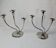 Pair of art deco candlesticks in stainless steel 3 flames, Spain, 1970