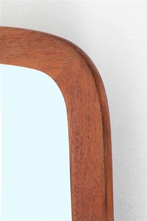 Big fully restored teak wall mirror / Mid-century Danish modern design / 1960s