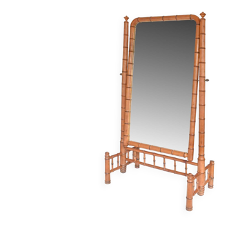 Bamboo-style psyché mirror in the Napoleon III style.