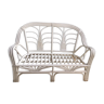 White vintage rattan bench