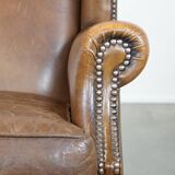 English style sheepskin wing chair