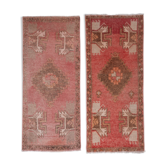 Set of 2 Piece Hand Knotted Oriental Turkish Small Door Mat