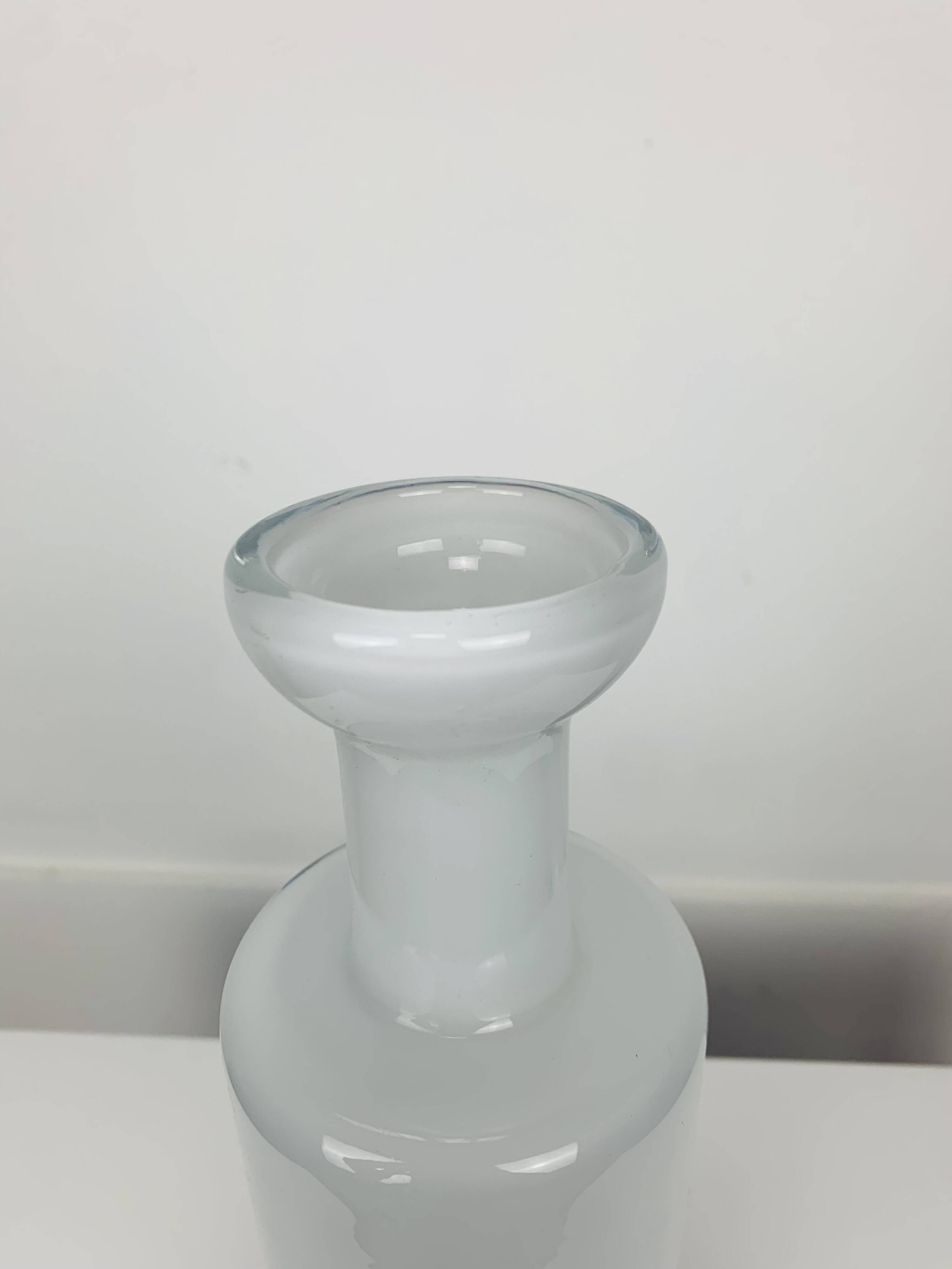 Scandinavian roller vase in white glass, Holmegaard style, vintage
