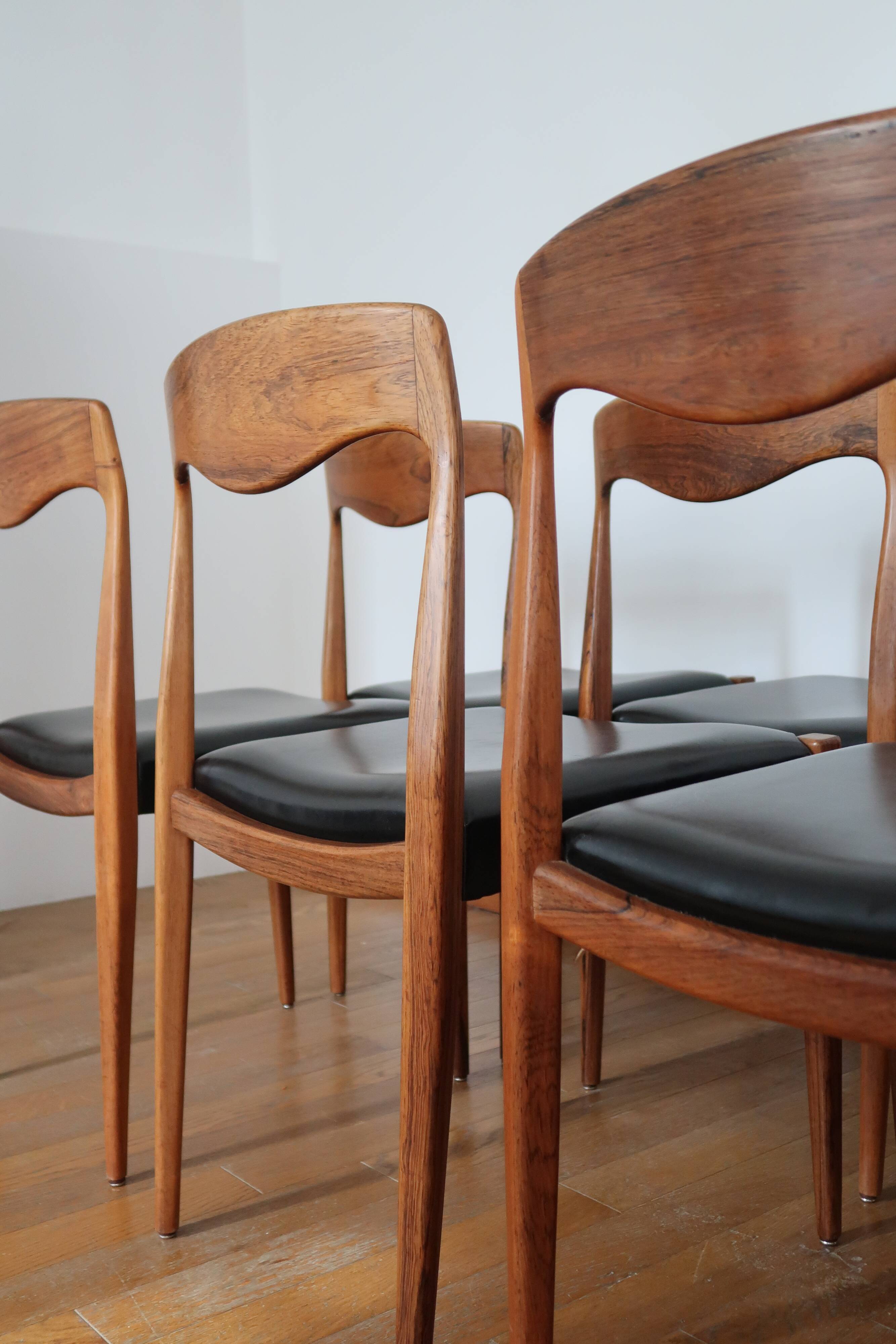 Lot de 8 chaises scandinaves palissandre skaï
