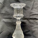 Paire d'anciens bougeoirs enverre Marie et Jésus
