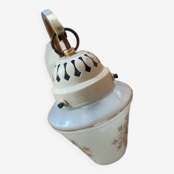 Cream metal lantern wall light