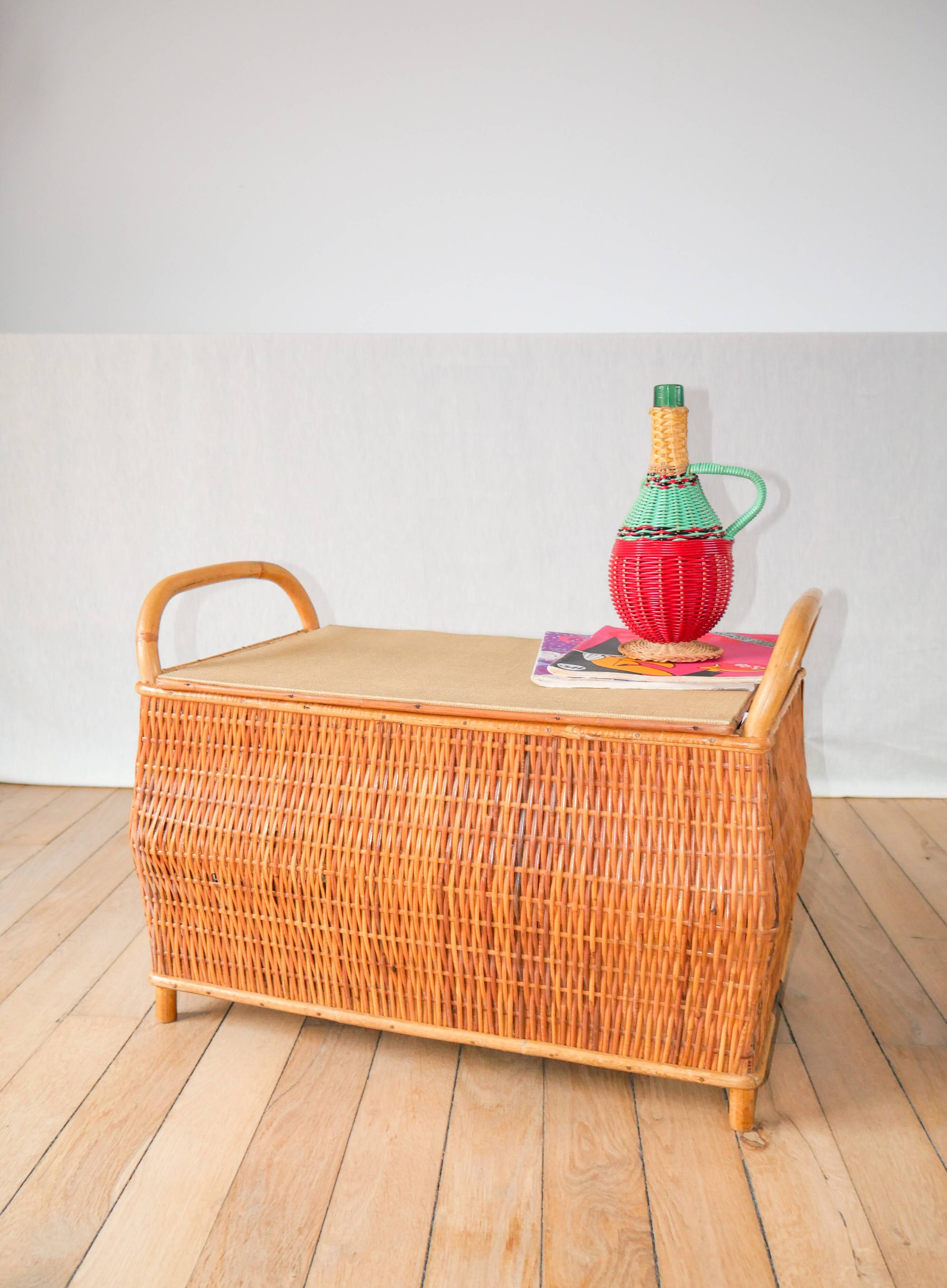 Rattan and bamboo toy bench 1970