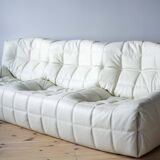 Vintage Leather Kashima Sofa in White Leather by Michel Ducaroy for Ligne Roset, 1980s
