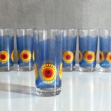 Vintage glass set, VMC Reims France, French lemonade glass 70's