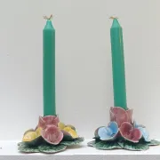 Pair of Italian ceramic candle holders