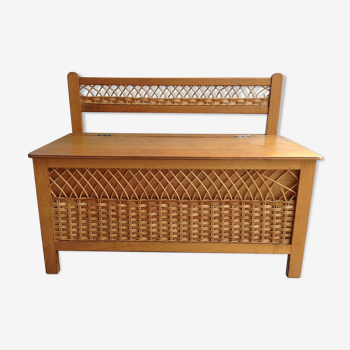 Bench chest wood and rattan vintage toys