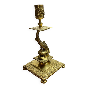 Bougeoir poisson en bronze,