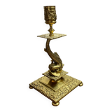 Bronze fish candlestick, late 19th century