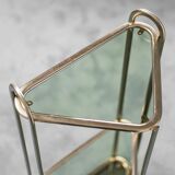 Console d’angle rangement métal verre 70s vintage