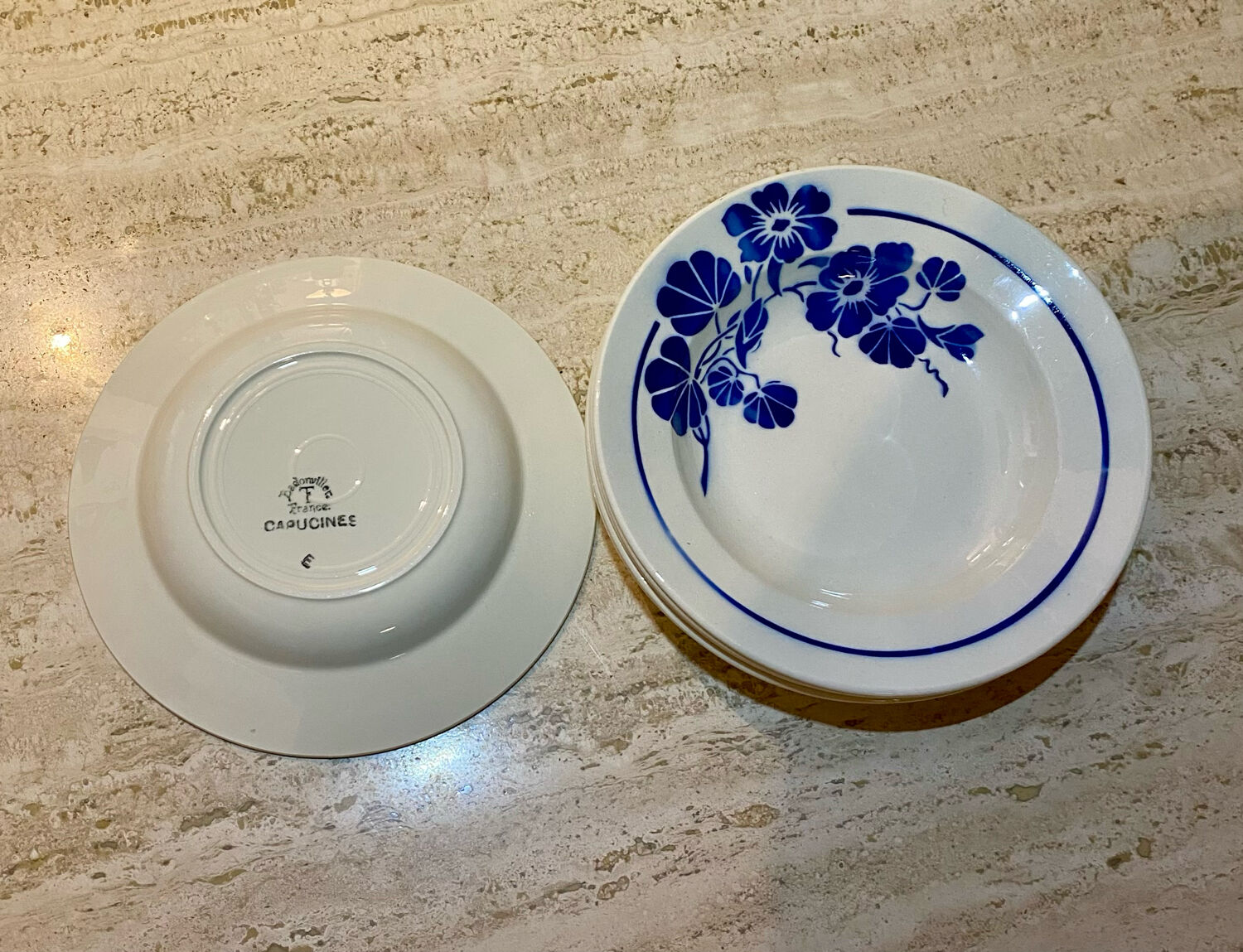 Set of 6 Badonvillier porcelain soup plates