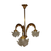 Chandelier bronze 3 tulip glass beginning XX