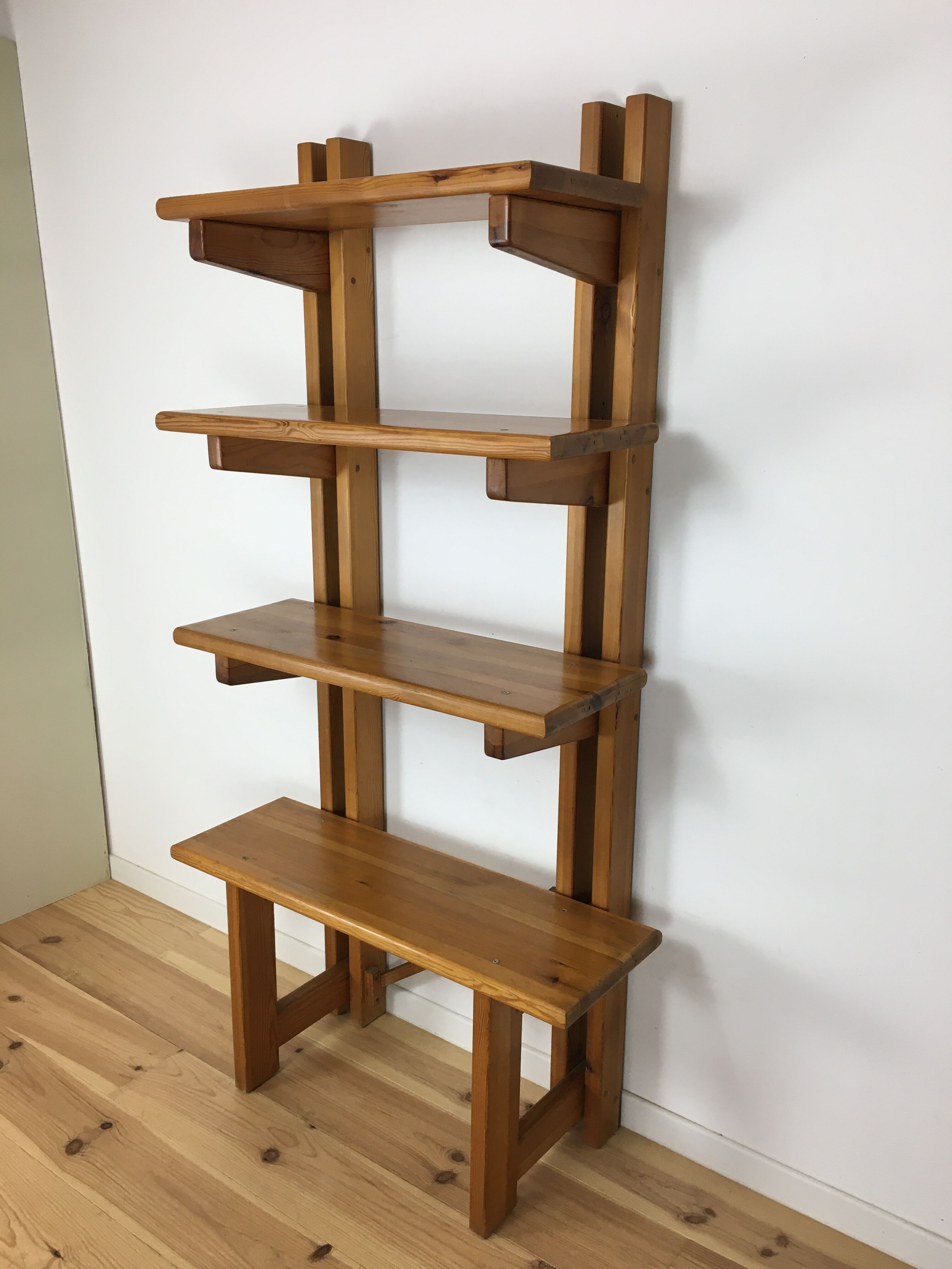 Pair of constructivist shelves made of solid wood