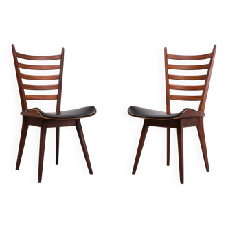 Chaises échelle courbée Cees Braakman années 1950 Hollande