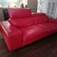 XXL Set Red Leather House - sofa, armchair and 2 poufs