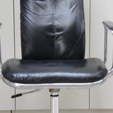 Swivel office chair in black leather - Frederick Scott for Hill - UK - 1970's