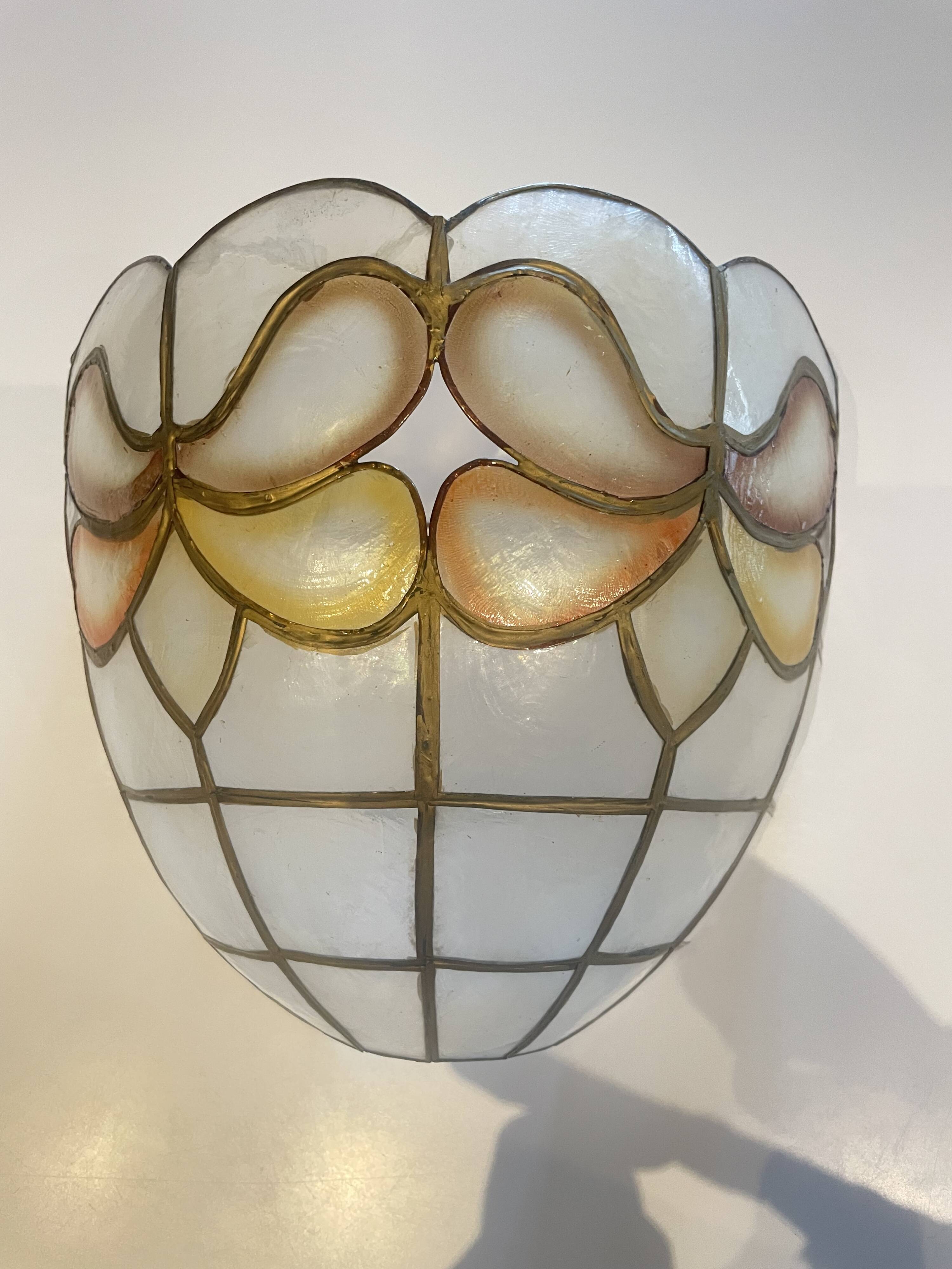 Applique abat jour nacre et laiton