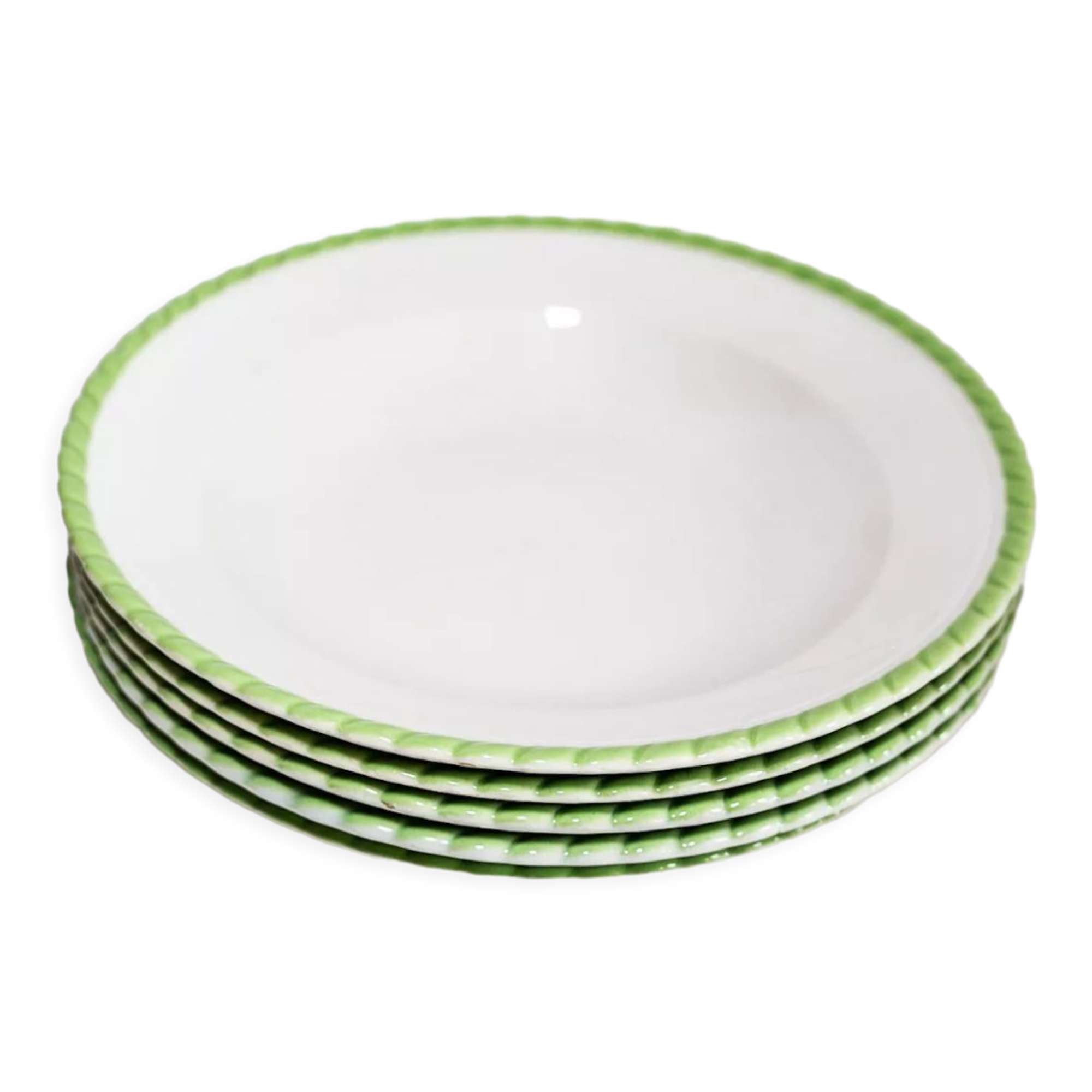 Lot de 6 assiettes creuses Digoin Sarreguemines modèle Arlequin années
