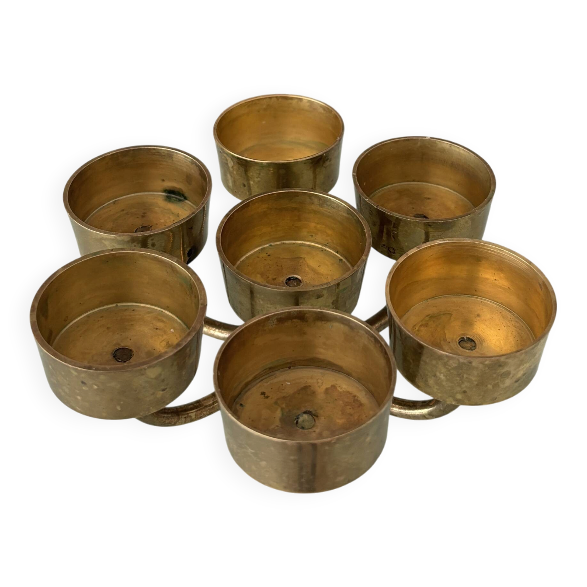 Vintage Solid Brass Seven-Light Candle Holder, Scandinavian Modern, 1970s