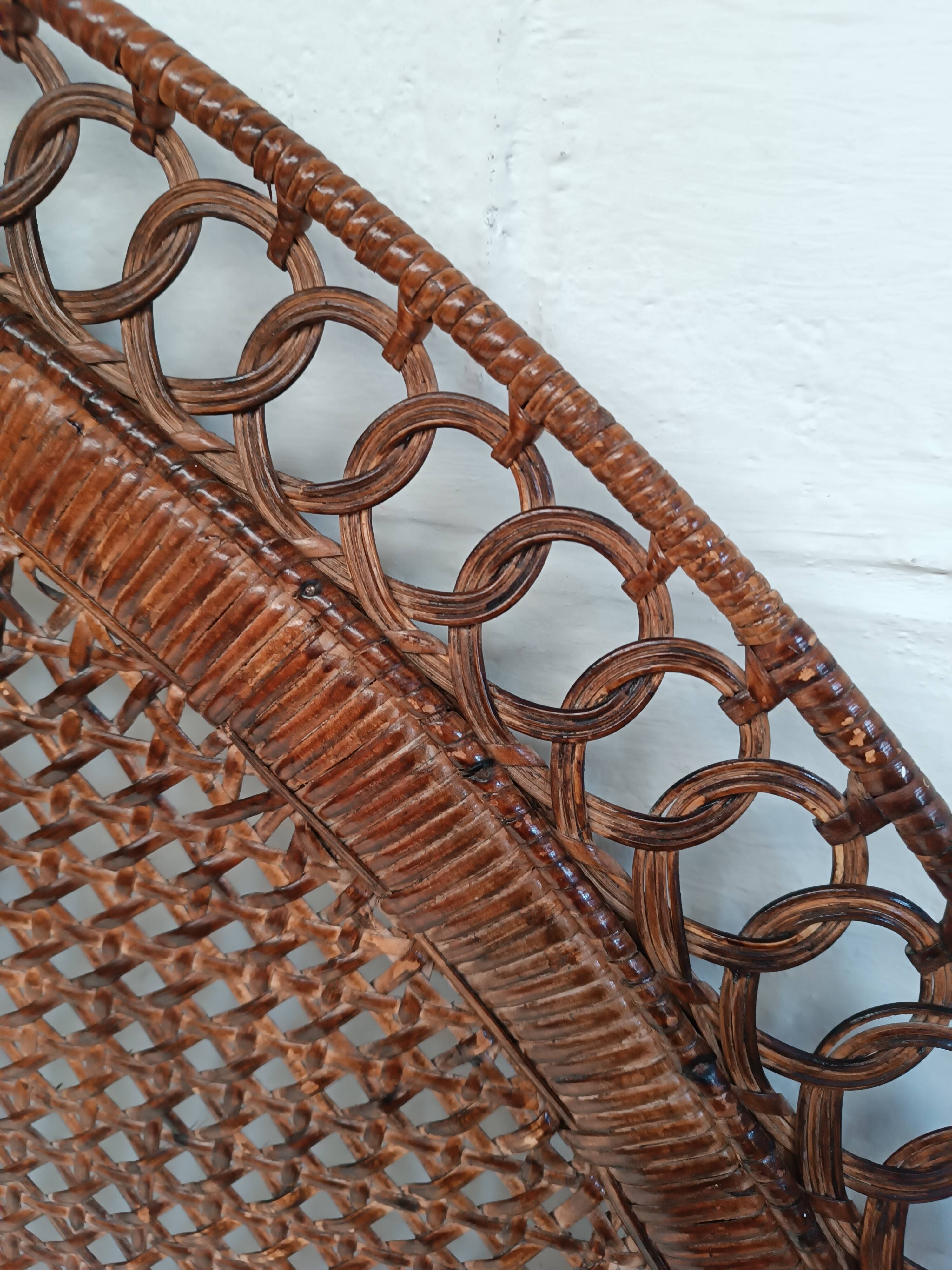 Vintage peacock rattan headboard