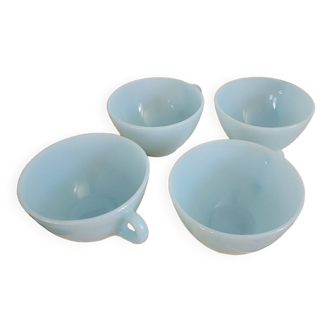 Set of 4 Duralex blue opaline cups