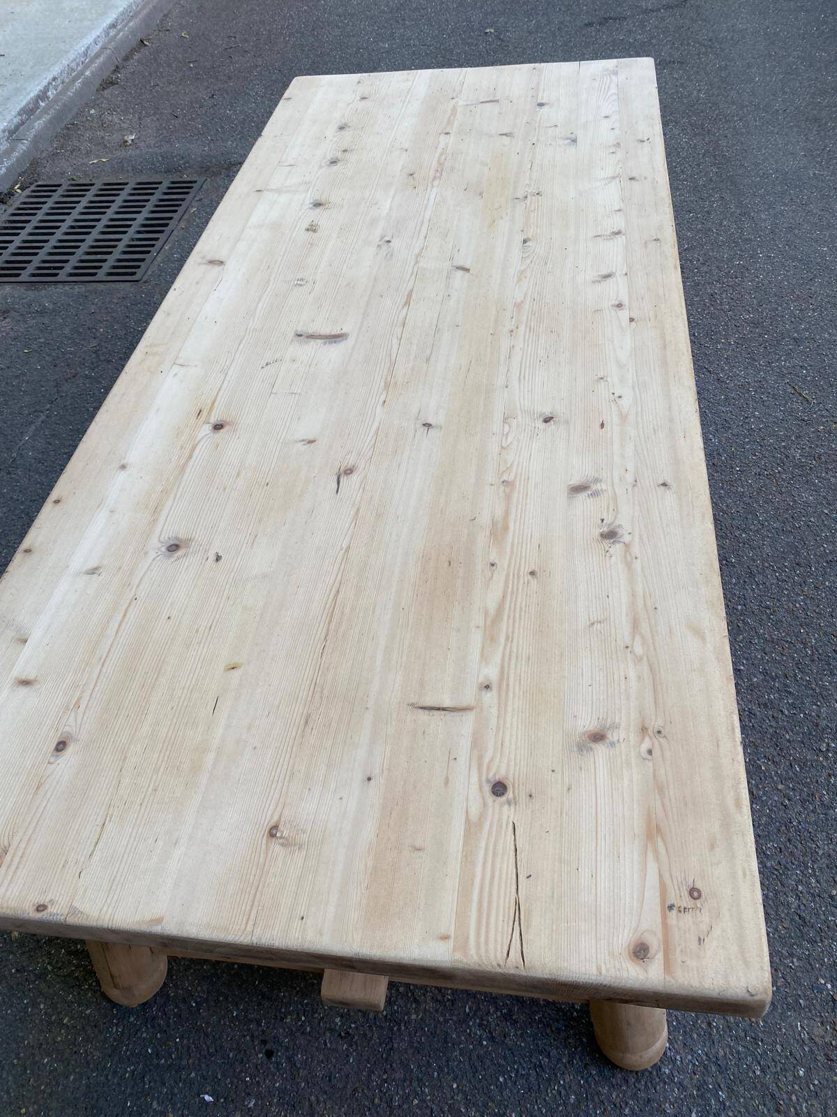 Georges Robert 1960 farmhouse table renovated in raw solid wood 200cm