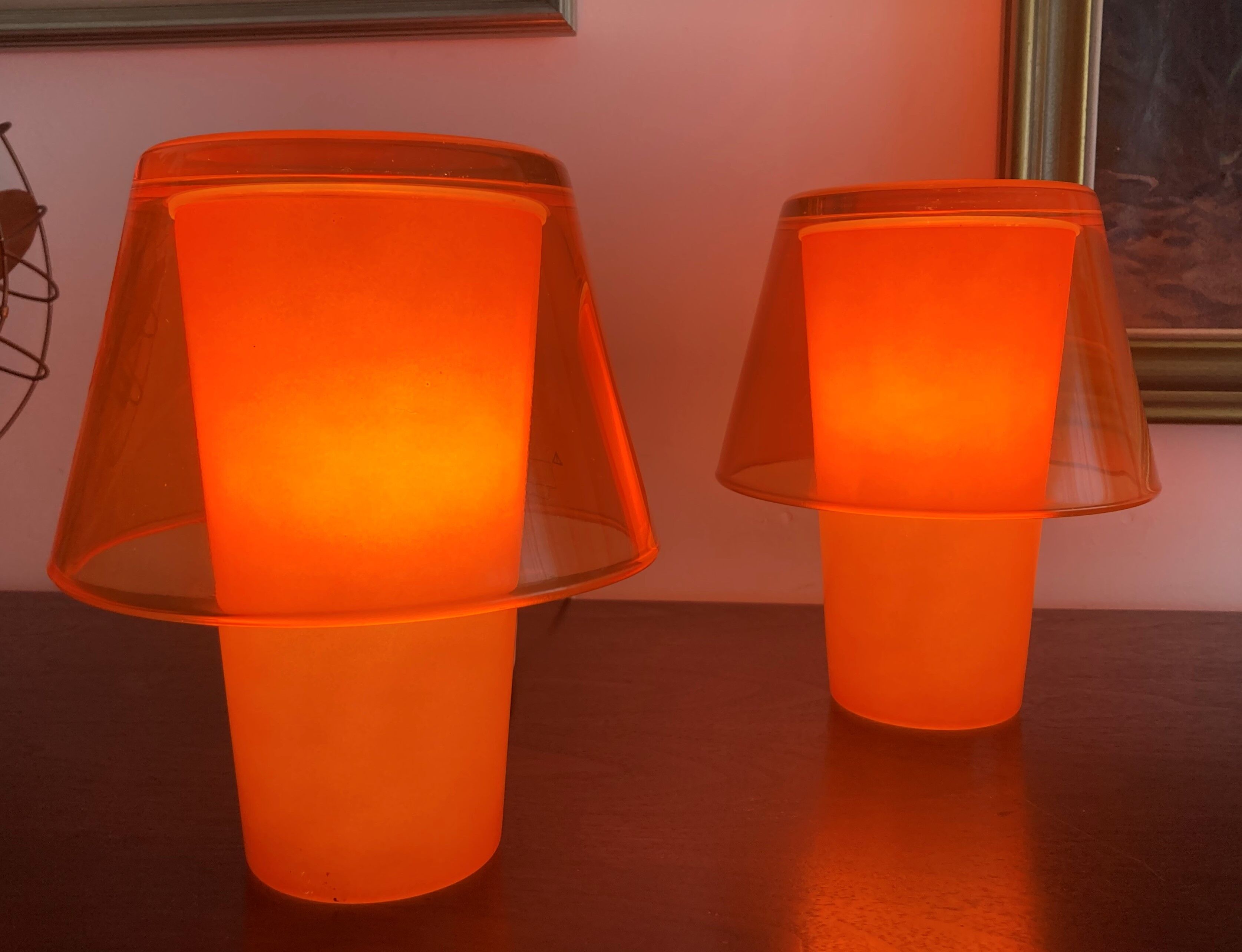 Paire de lampes de table orange Ikea Gavik design 90's