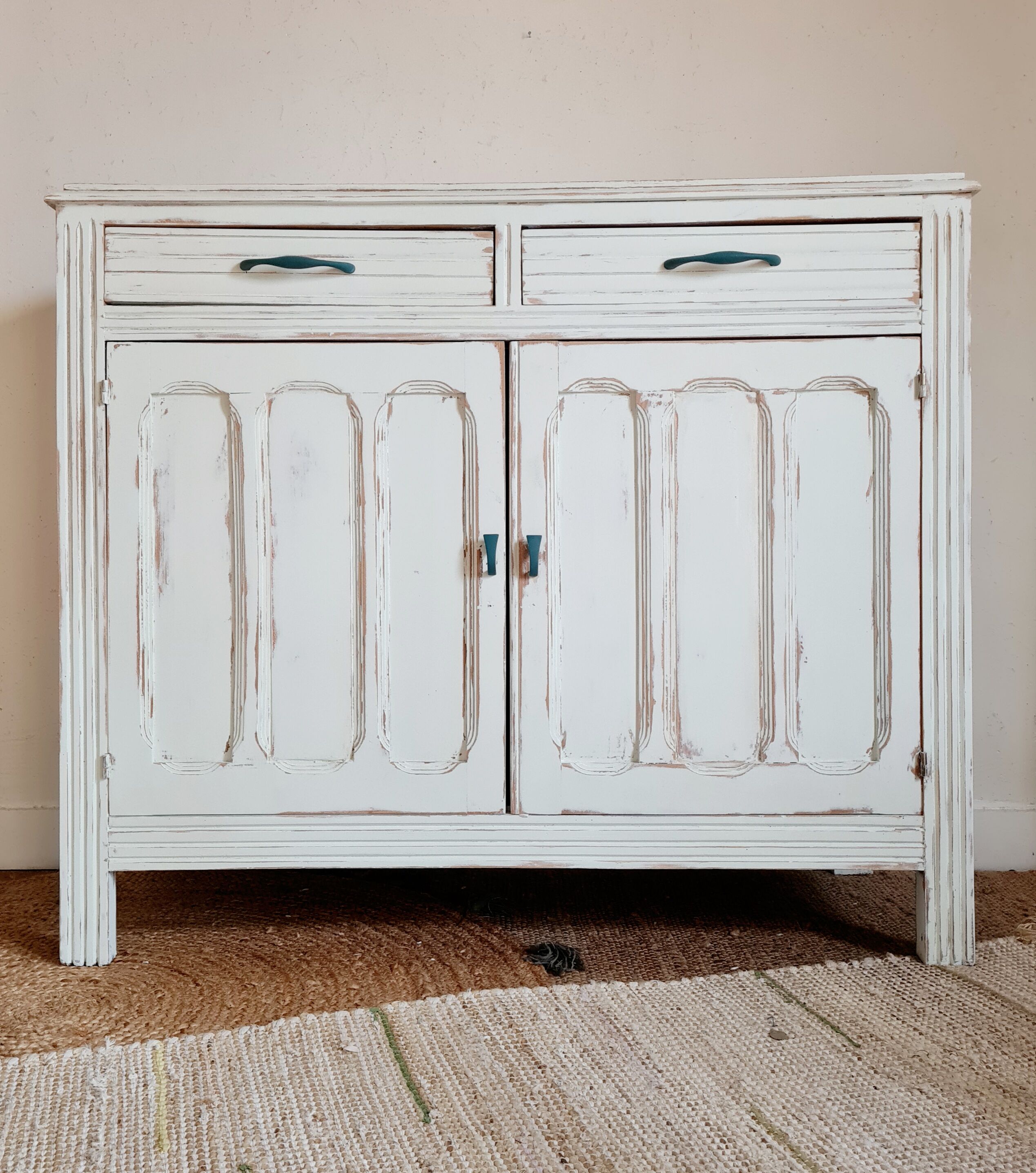 Parisian sideboard doors renovated pale green