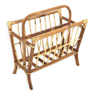 Scandinavian rattan magazine rack, Sweden, 1950