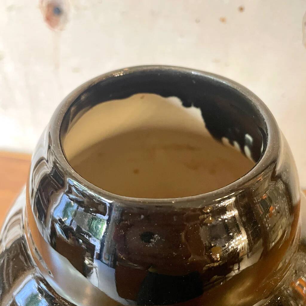 Large black and silver art deco vase