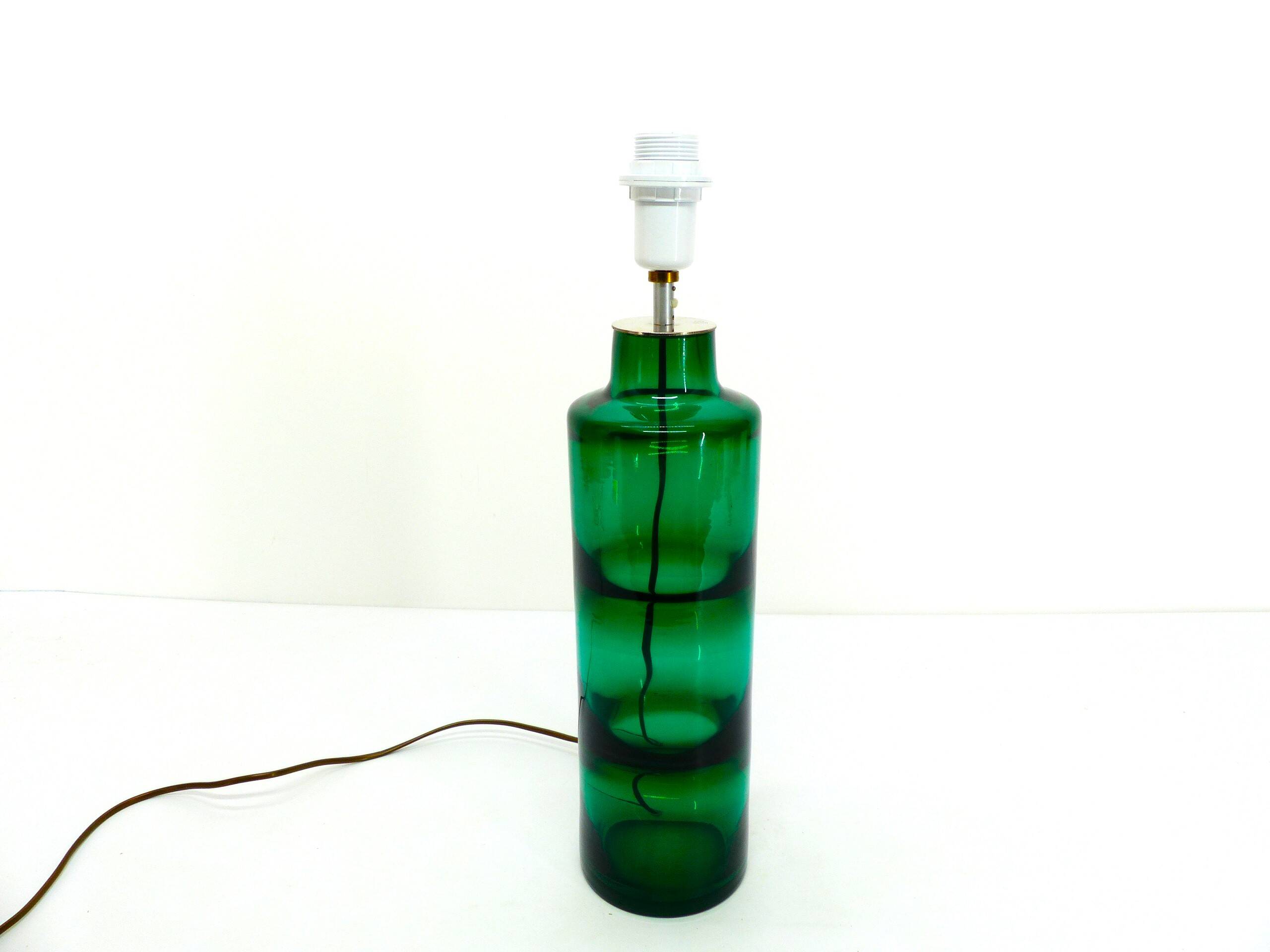 Lampe en verre soufflé vert par Severin Brørby – Hadeland Glassverk 1967