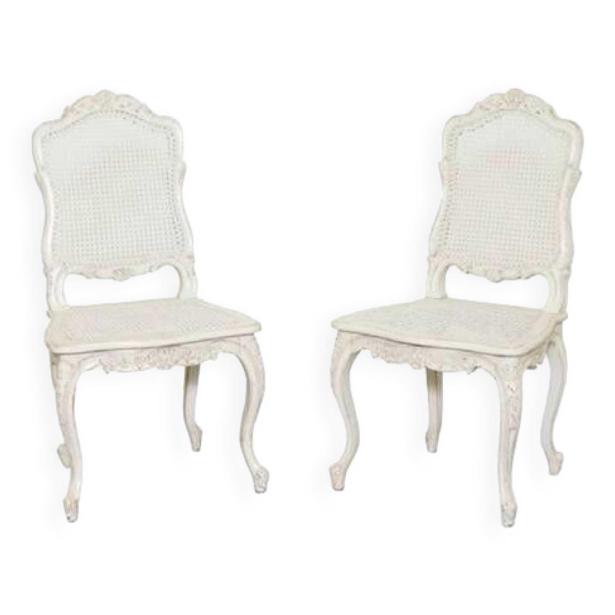 Paire de chaises cannées style Régence, fabrication Moissonnier