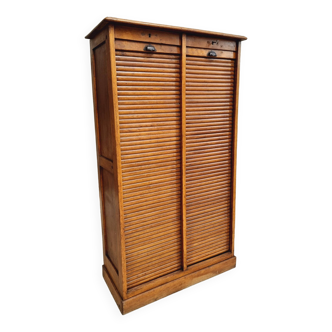 Antique roller shutter cabinet filing cabinet chest of drawers oak